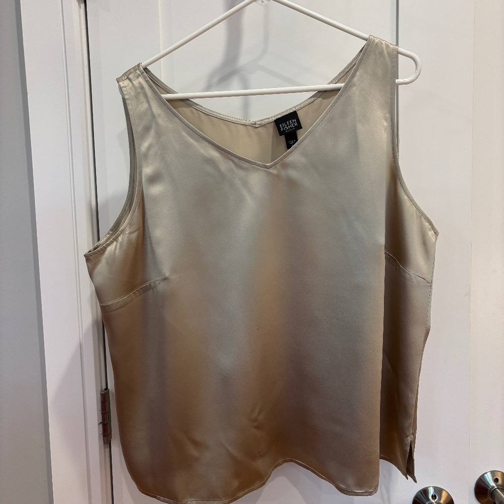 Eileen Fisher silver/gray silk tank top